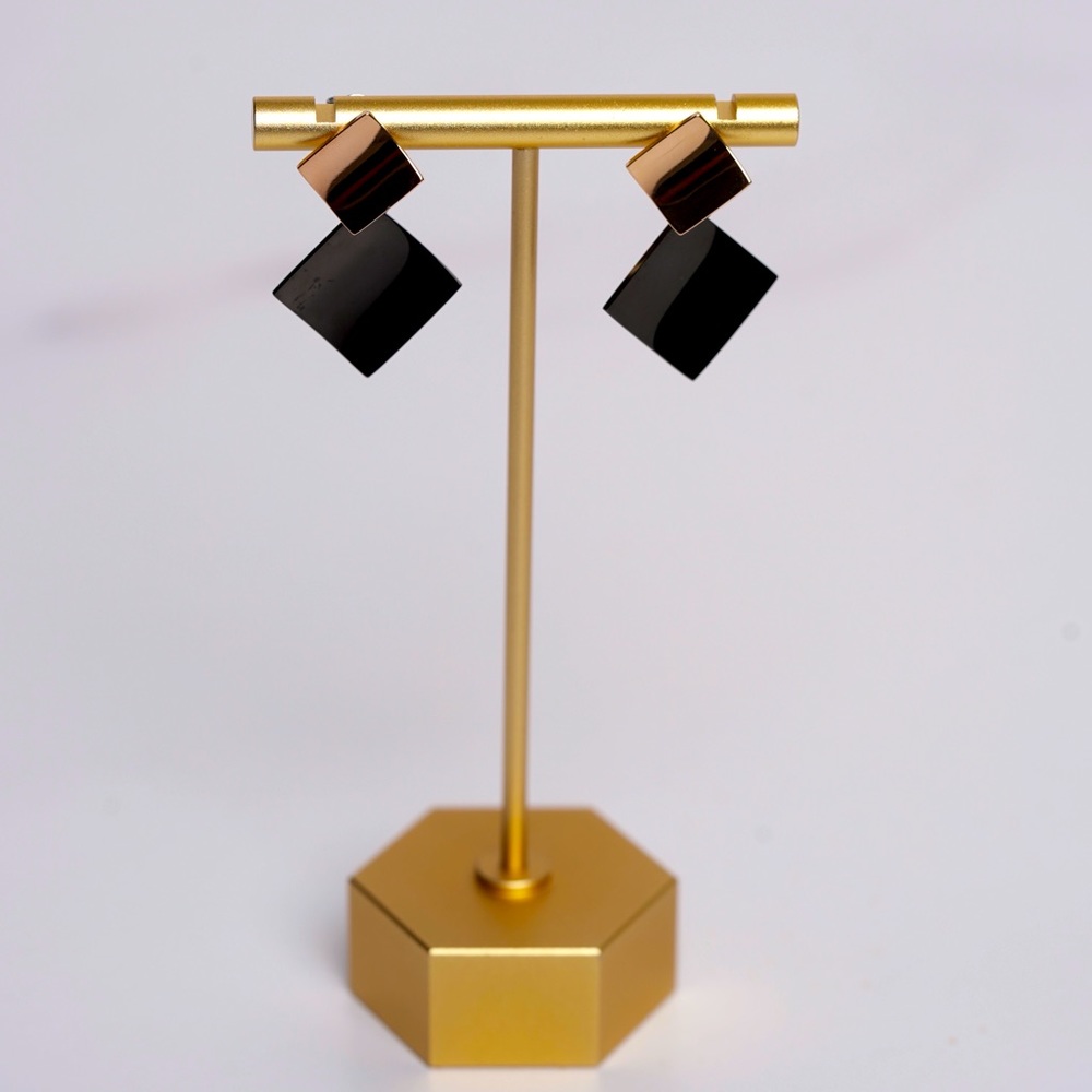 Double geometric square earrings